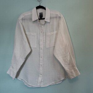 GAP White Crinkle Gauze Big Shirt Button-Up – Size L - 0129